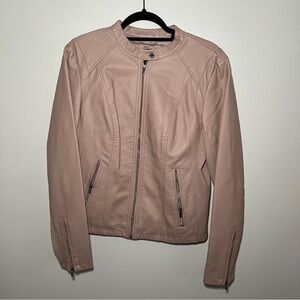 Express Blush Pink Faux Leather Moto Jacket Size L